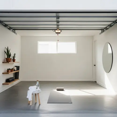 Minimalist Yoga Studio in a Garage