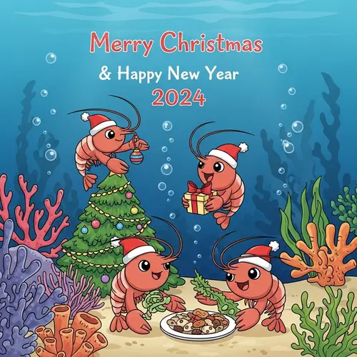 Festive Shrimp Family Christmas Card | Holiday 2024 Design