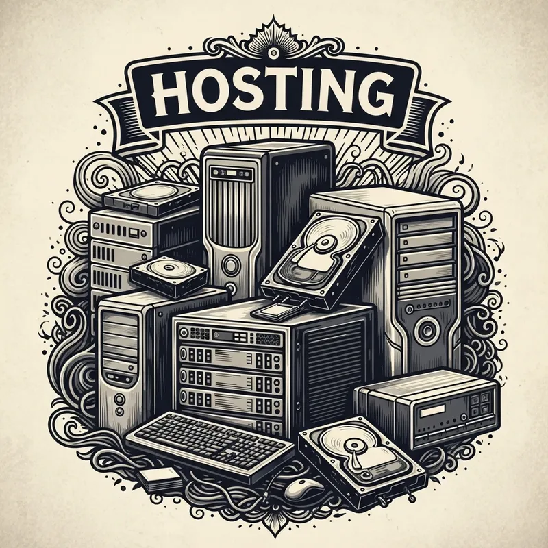 Vintage Black & White Hosting Equipment Poster - Chiaroscuro Digital Art