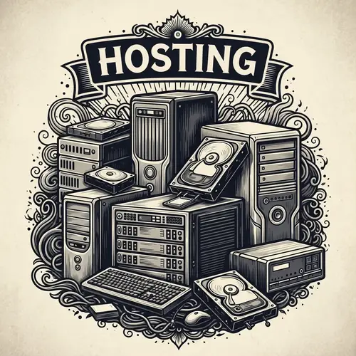 Vintage Black & White Digital Painting Poster - Computer Equipment Hosting