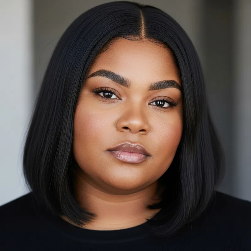 Stylish Woman in Black Outfit with Unique Facial Features