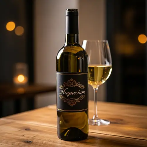 White Wine Bottle with 'Magnesium' Inscription | Elegant Label Design