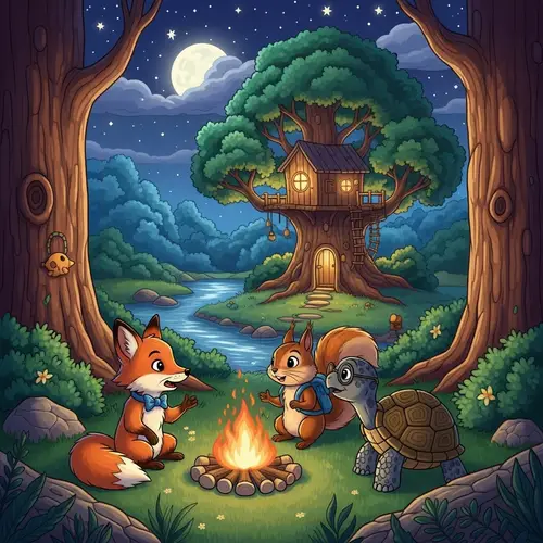 Engaging Children's Story Scene in Enchanting Forest