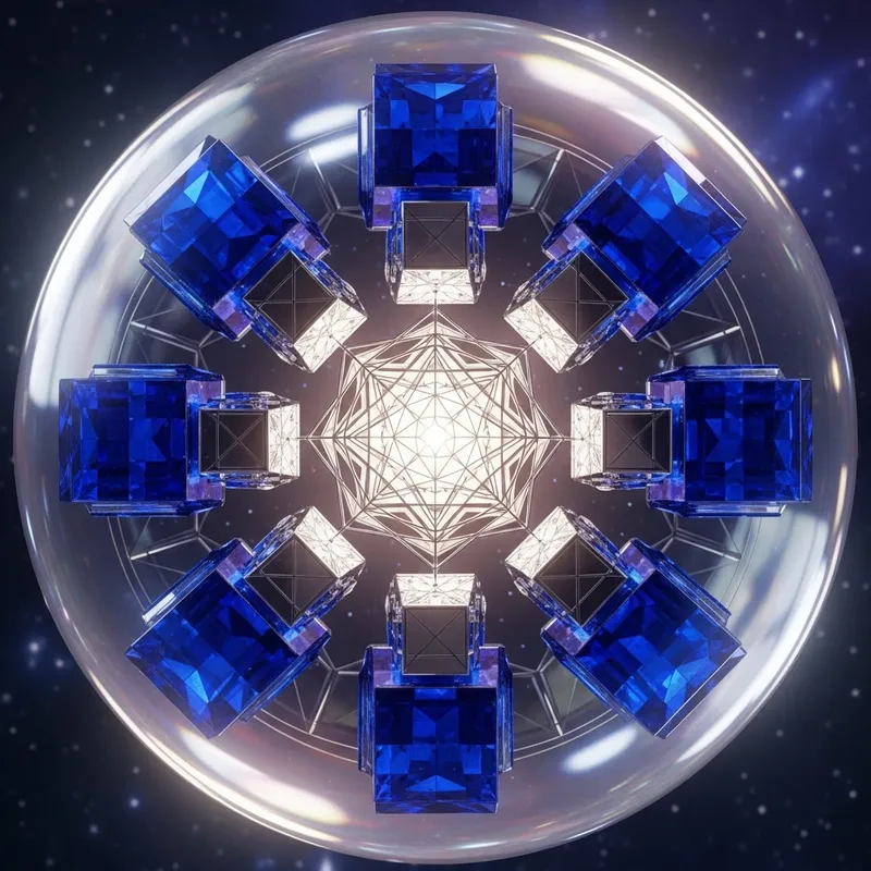 Metatron's Cube Sphere - Sacred Geometry Art with Blue Sapphire Metatron's Cube Sphere - Sacred Geometry Art with Blue Sapphire