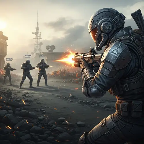 Intense Solo Player vs Squad Battle in Dystopian Video Game