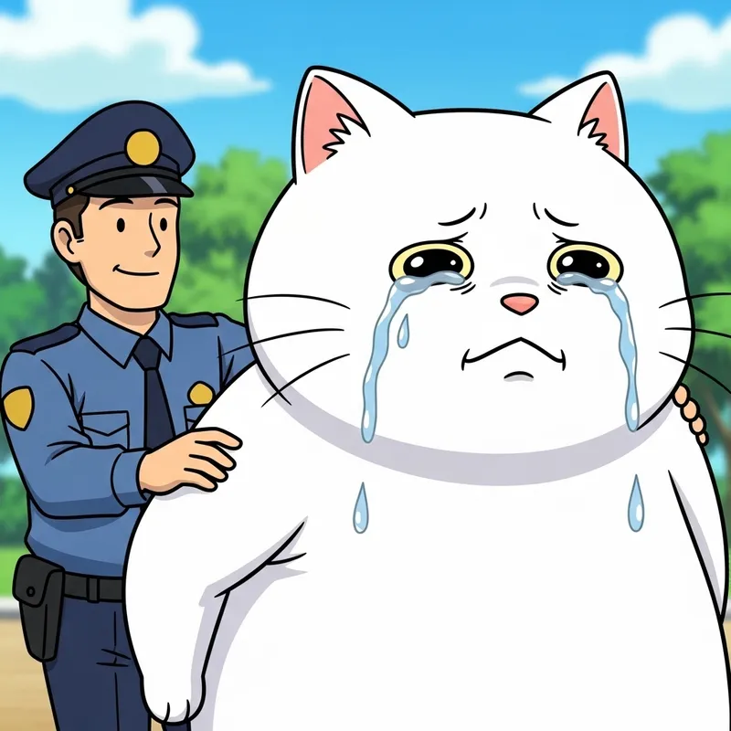 Hello Kitty Arrested - Crying Cartoon Character
