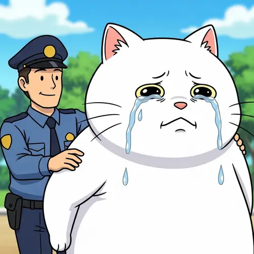 Cute Fat Hello Kitty Arrested - Cartoon Character Crying