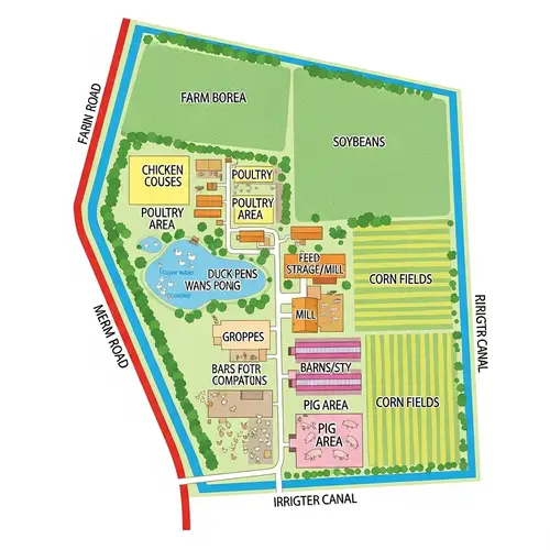 Poultry and Livestock Farm Map in Nickerie, Wageningen