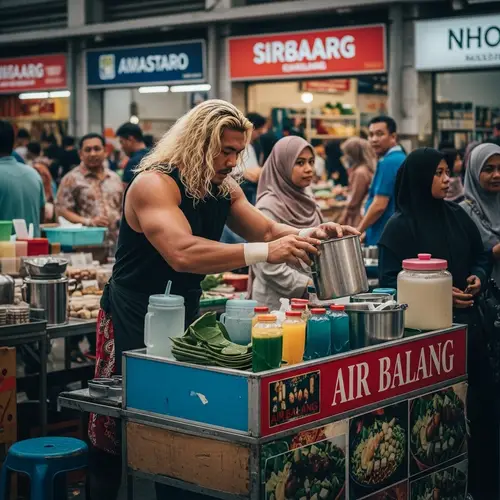 Hulk Hogan Selling Air Balang at Kampung Baru Bazaar Ramadhan