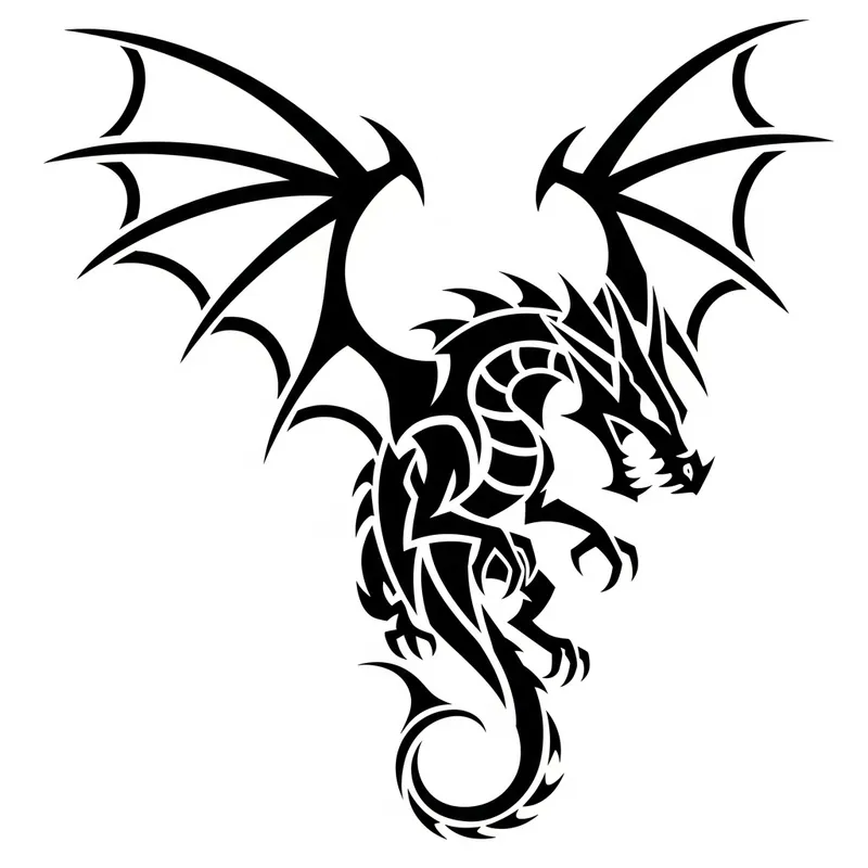 Sleek Black Dragon Tribal Tattoo Design Sleek Black Dragon Tribal Tattoo Design