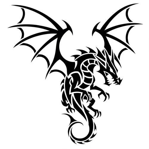 Black Tribal Dragon Tattoo Design