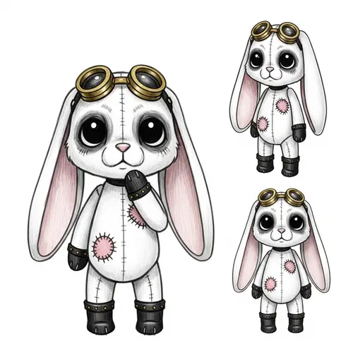 2D Gothic Steampunk Voodoo Doll Rabbit Toy Sketch