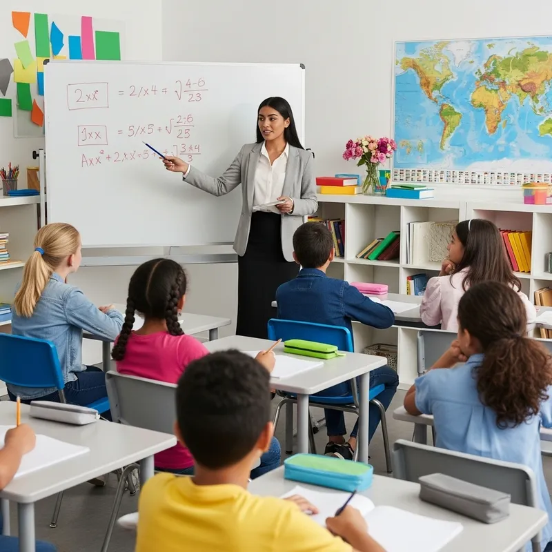 Young Teacher in Diverse Classroom Teaching Math Young Teacher in Diverse Classroom Teaching Math