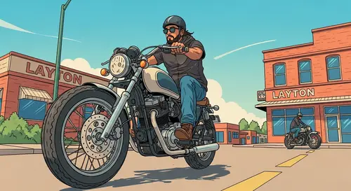 Dynamic Retro Graffiti: Cafe-Style Motorcycle Ride in Layton, Utah