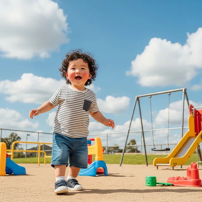 Adorable Child Playing in Vibrant Playground Adorable Child Playing in Vibrant Playground