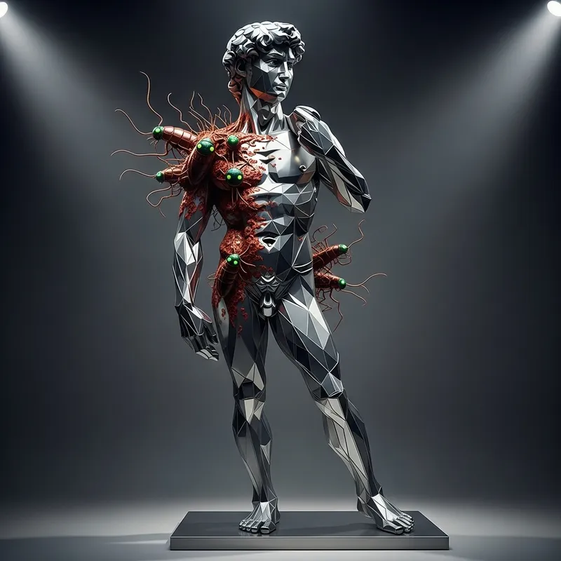 Geometric David Sculpture with Anomalous Roaches Geometric David Sculpture with Anomalous Roaches