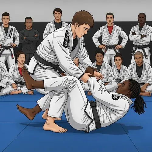 Intense Jiu Jitsu Sparring Match Illustrations