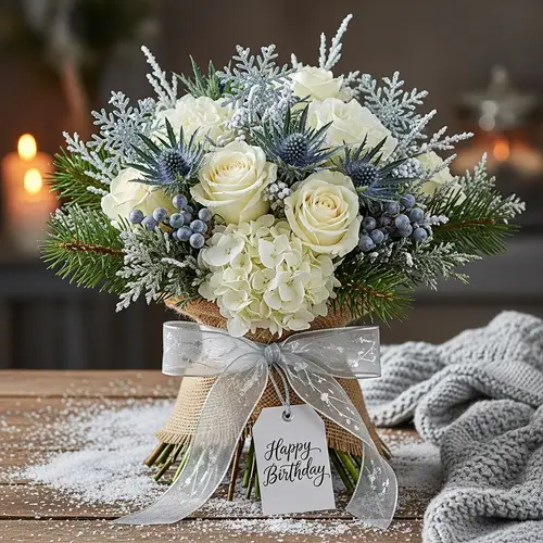 Winter-themed Birthday Bouquet | Fresh Flowers Delivery
