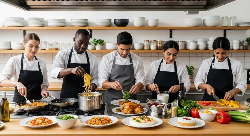 Diverse Chefs in Action: A Vibrant Kitchen Scene