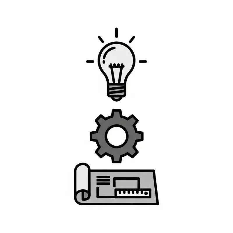Simple Product Development Icon: Creativity & Blueprint
