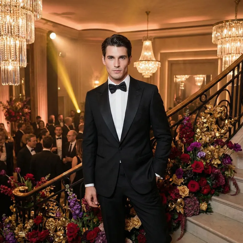 Dazzling Male Model at the Opulent Met Gala