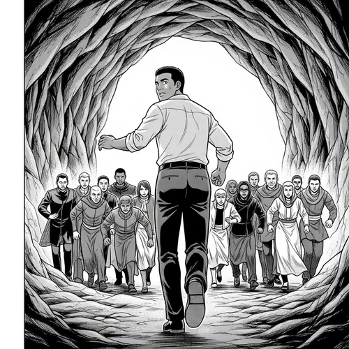 Chased in Manga: A Cavern Escape Scene