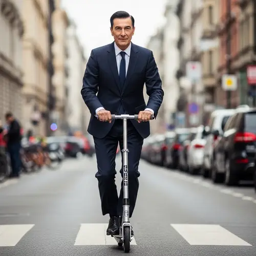 Elderly Caucasian Man Riding Scooter in City | Fun & Liberation