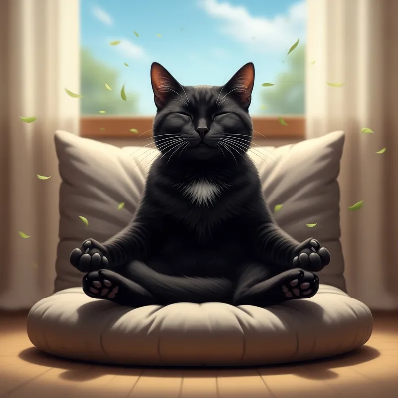 Serenity Captured: Meditative Black Cat