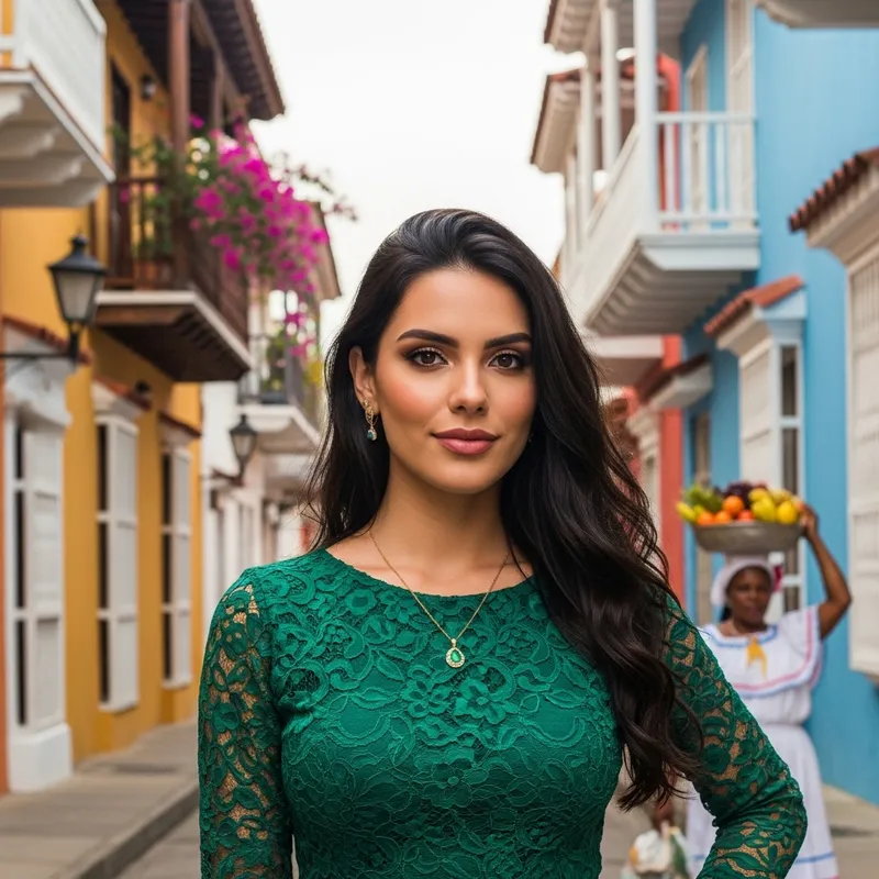 Intricately Realistic Colombian Female Model in Sophisticated Fashion