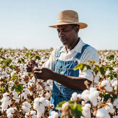 Black Man Picking Cotton: Hardworking Farmer in Cotton Field