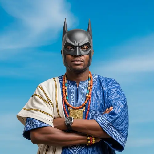 African Politician in Superhero Mask | Unique Image