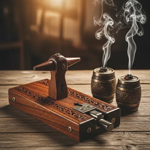 Vintage Wooden Door Lock & Antique Stock with Smoke Barrels