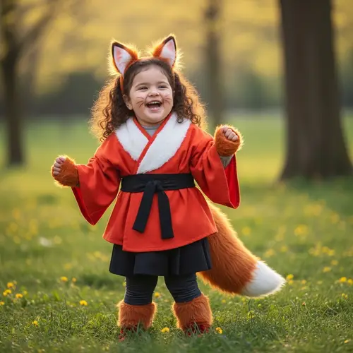 Charming Little Chubby Girl as Kitsune