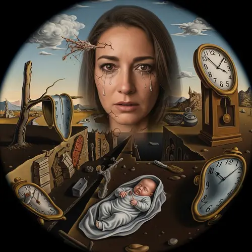 Surrealistic Portrait of Woman Battling Addiction | Dali-Inspired Photography