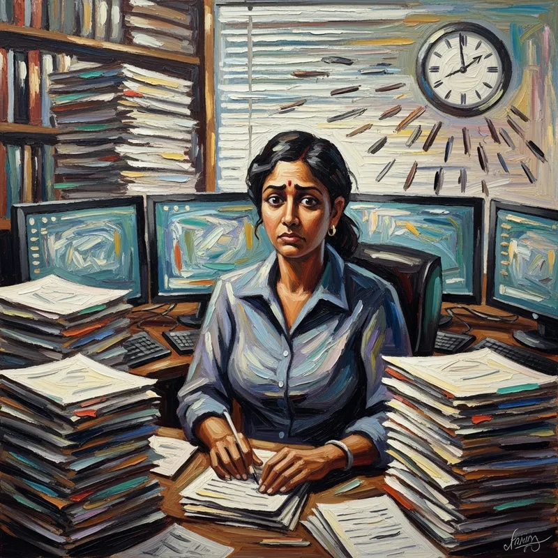 Employee Overwhelmed at Work | Abstract Art Style Employee Overwhelmed at Work | Abstract Art Style