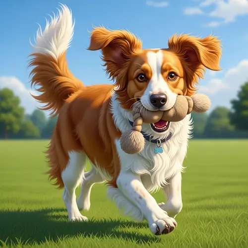 Playful Dog with Soft Golden Brown Fur - Captured Mid-Play