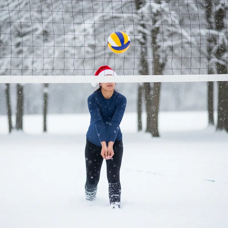 Santa Volleyball Player in Winter Wonderland