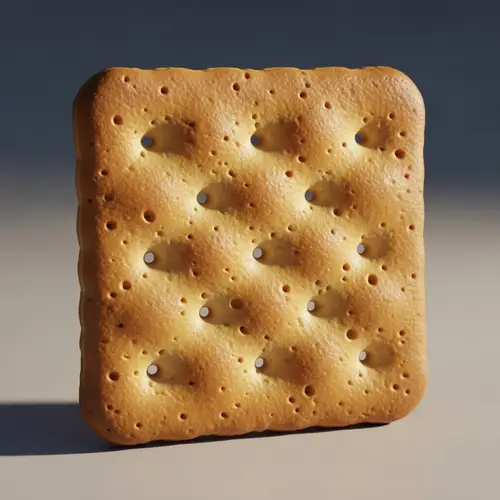 Traditional Golden Brown Square Dry Cracker - Realistic Illustration