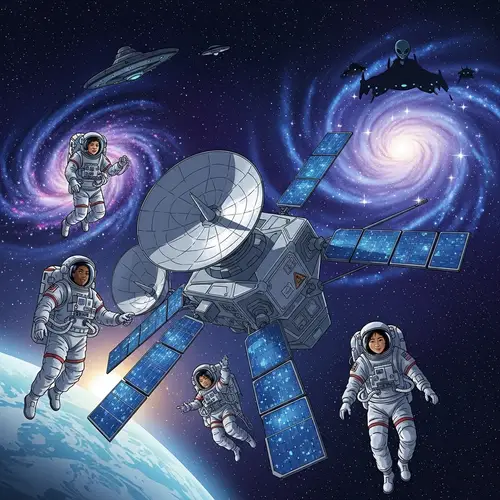 Animated Space Exploration: Astronauts, Galaxies & Alien Mystery