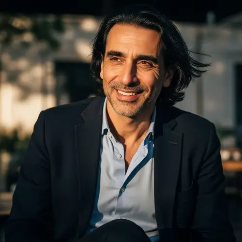 Middle-Eastern Man Smiling in Smart Casual Attire