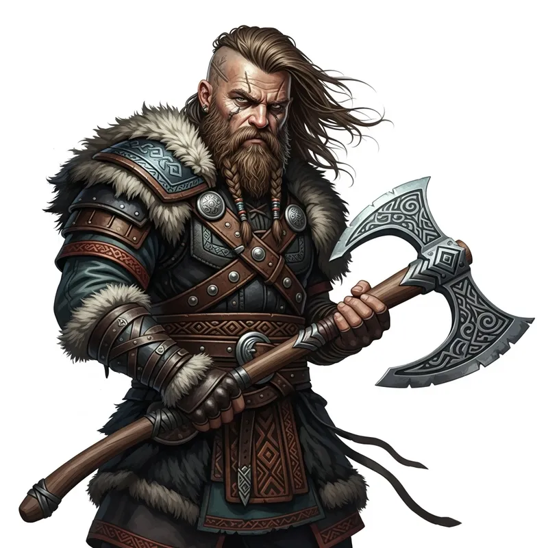 Robust Viking Barbarian with Axe - Mercenary Warrior Portrait