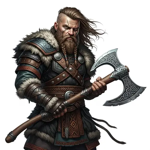 Viking Barbarian with Axe Portrait - Mercenary Warrior Image