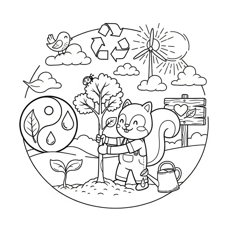 Cute Harmony Doodle: Nurturing & Conservation Themes
