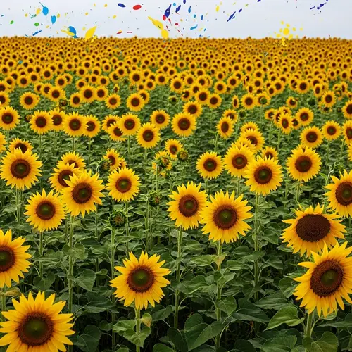Vivid Sunflower Field Abstract Art | Engaging Colorful Design
