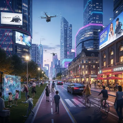 Futuristic Scene 2024: Technology and Old World Charm