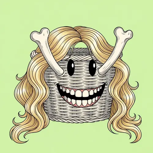 Unique Smiling Basket with Long Teeth and Blond Hair