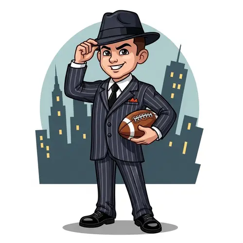Mafia Kid Football Player Cartoon in Pinstriped Suit