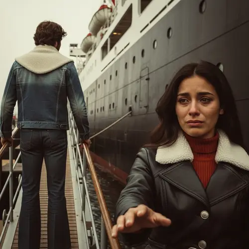 Nostalgic Farewell Scene: Love and Longing on a 70s Ship
