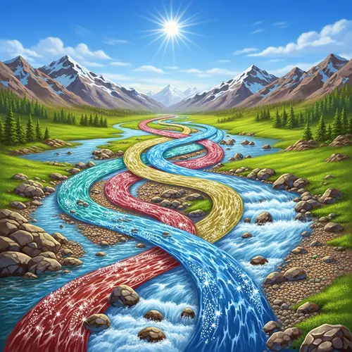 Vibrant Rivers Intertwining in Diverse Landscape