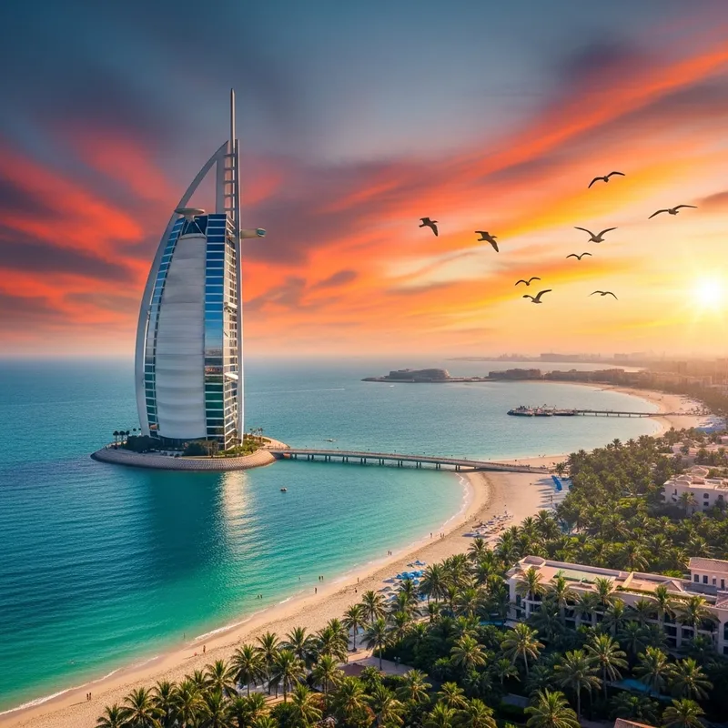 Aerial View: Iconic Burj Al Arab in Dubai
